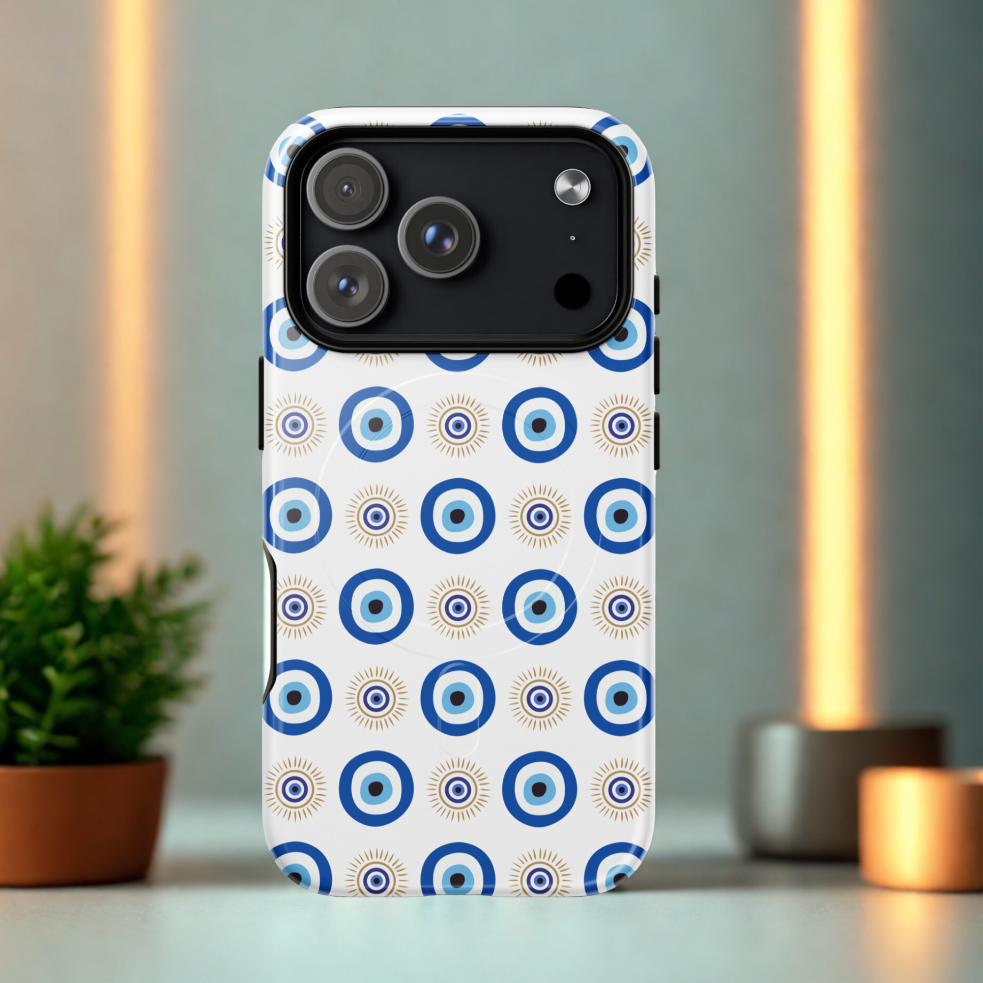 Evil eye phone case, MagSafe tough case for iPhone