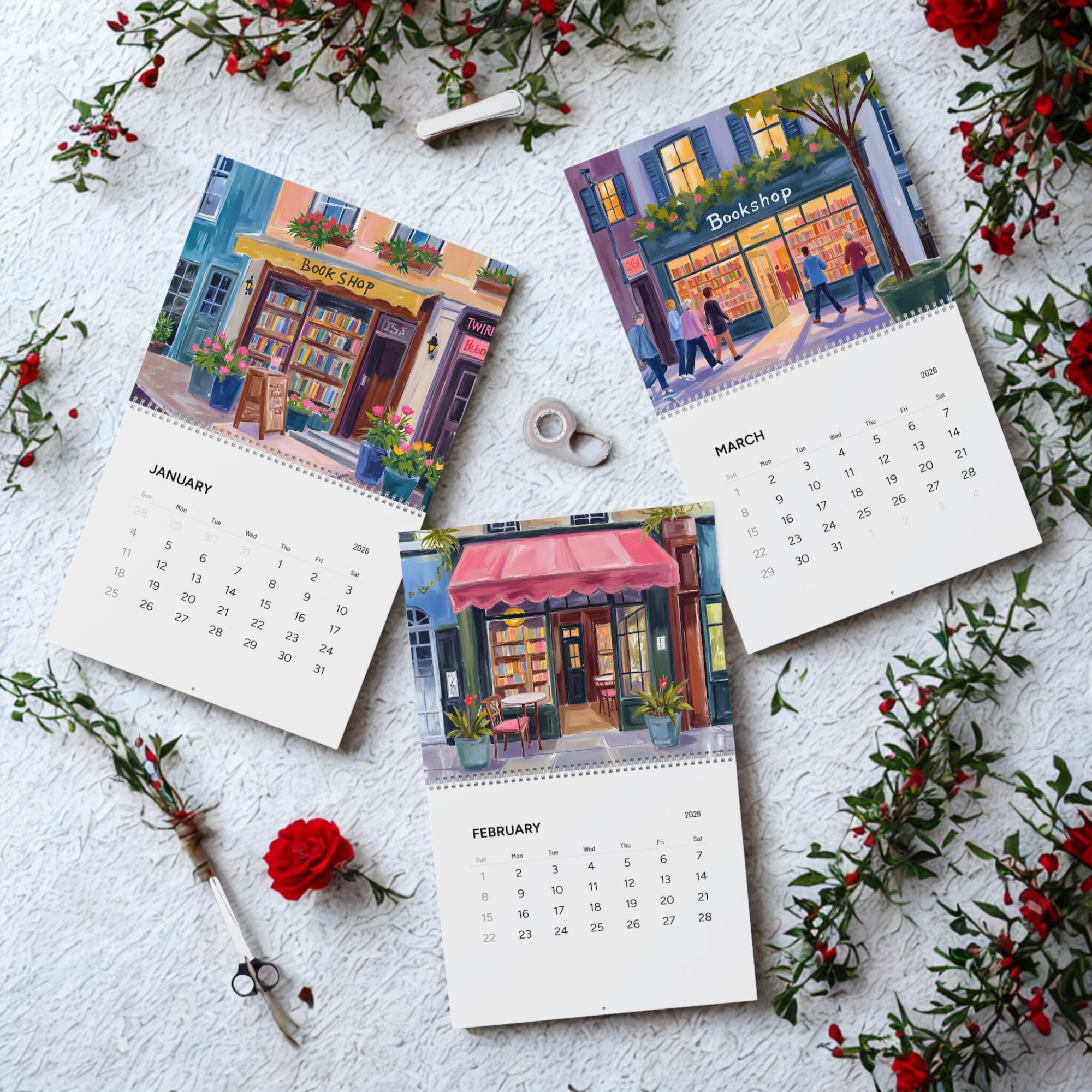 Bookshop Calendar 2026, Wall Art Calendar