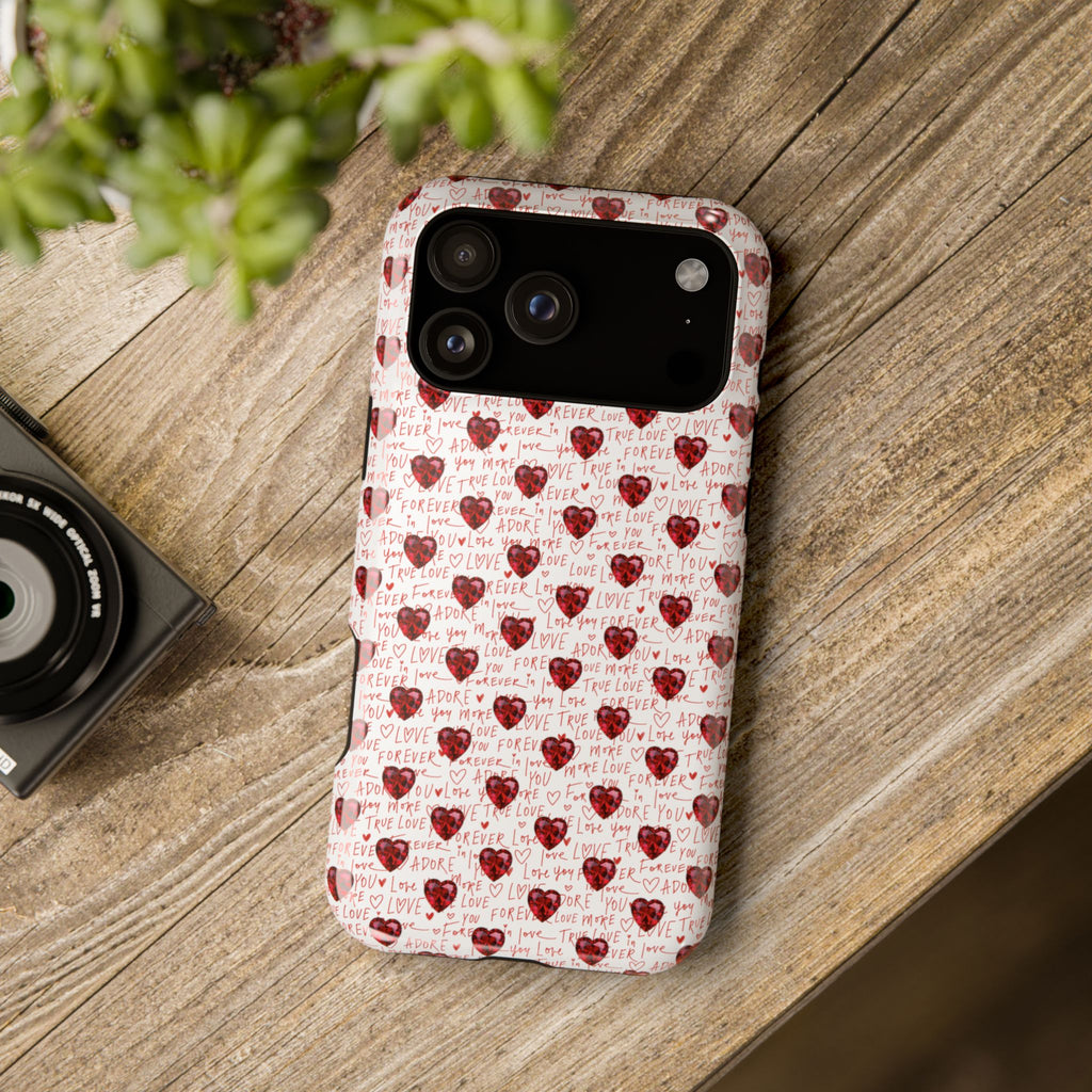 Handwritten Love Hearts iPhone case, Impact-Resistant Case