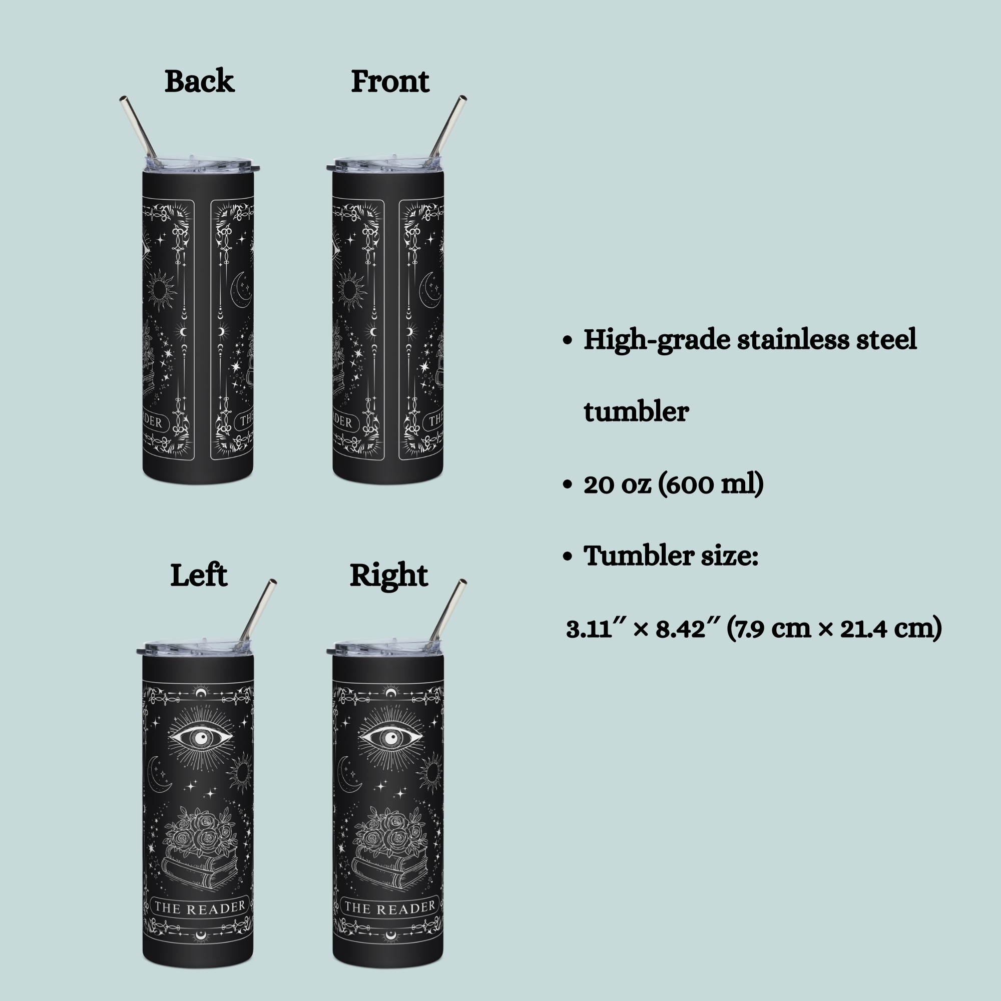 The Reader Tarot Card Tumbler 20oz