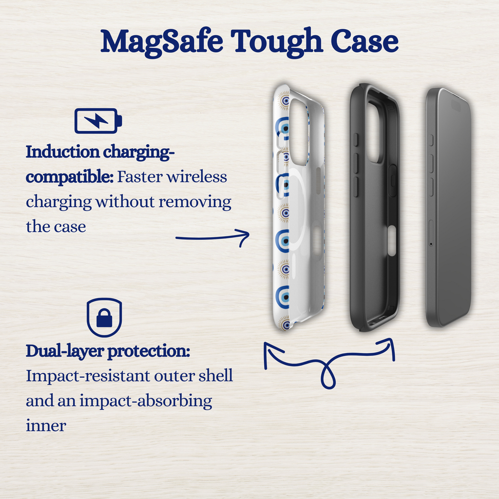 Evil eye phone case, MagSafe tough case for iPhone