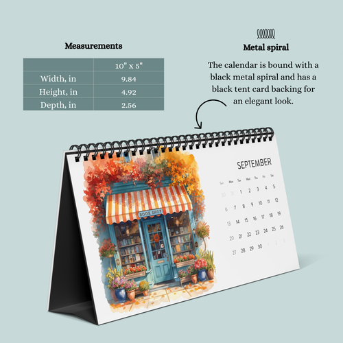 Bookshop Art Desktop Calendar 2026