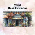 Bookshop Art Desktop Calendar 2026