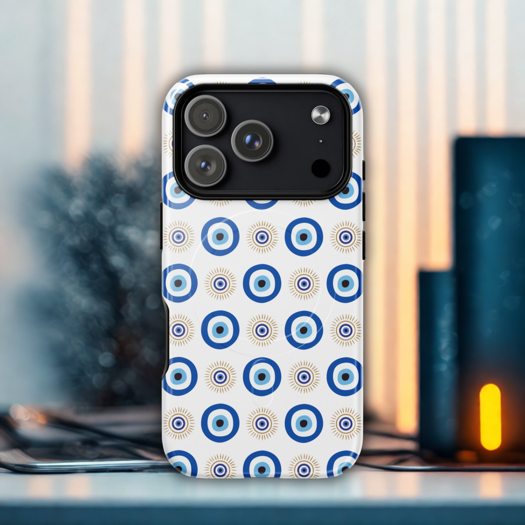Evil eye phone case, MagSafe tough case for iPhone