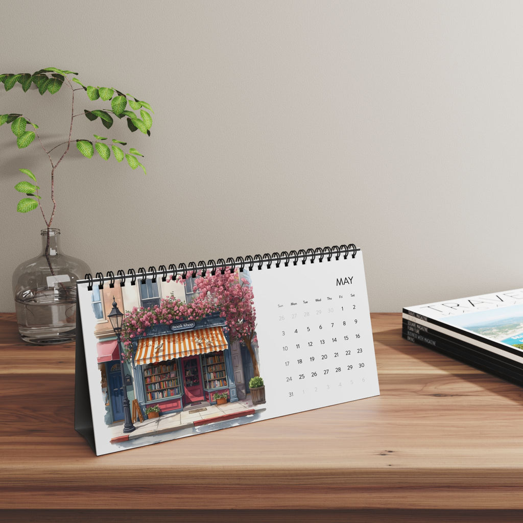 Bookshop Art Desktop Calendar 2026