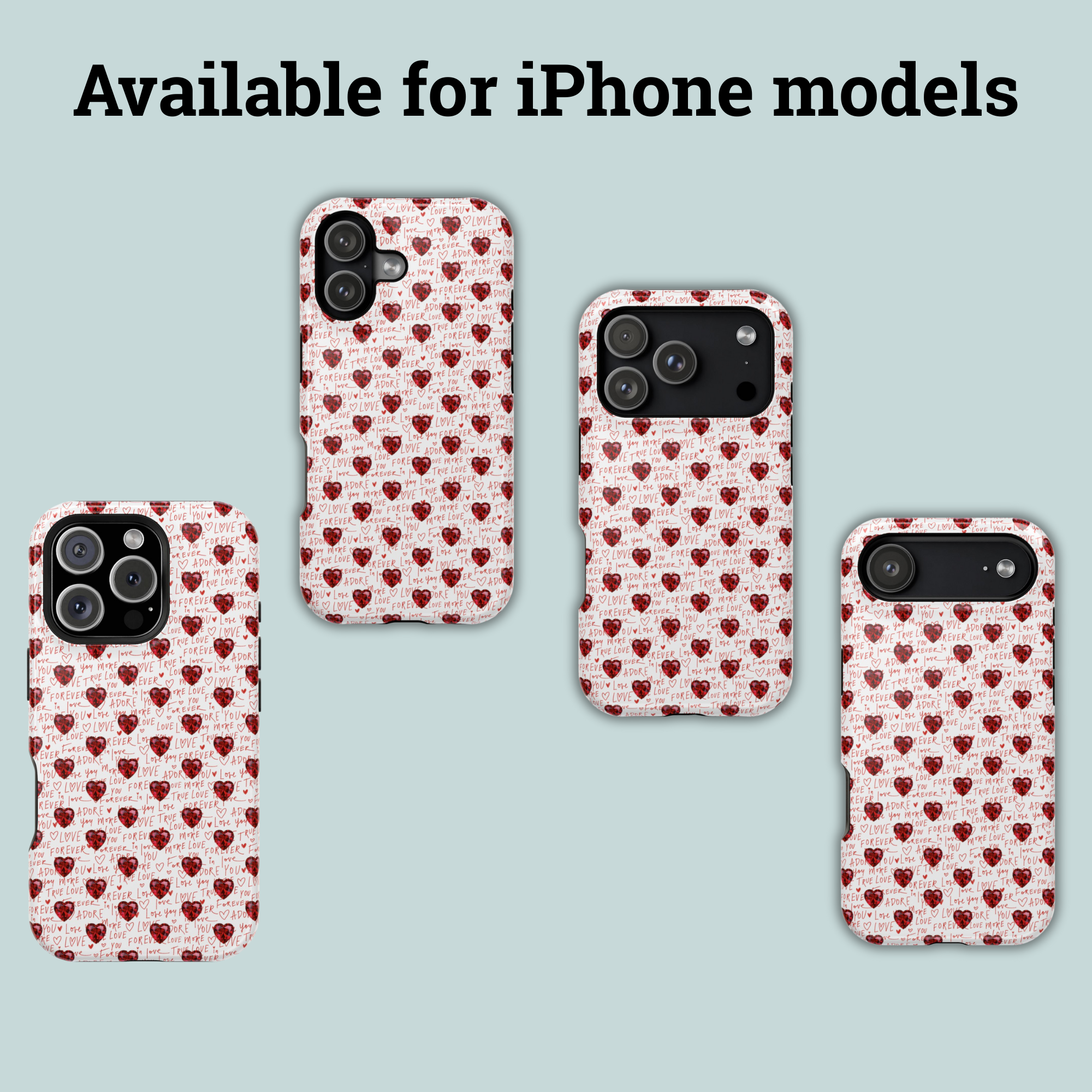 Handwritten Love Hearts iPhone case, Impact-Resistant Case